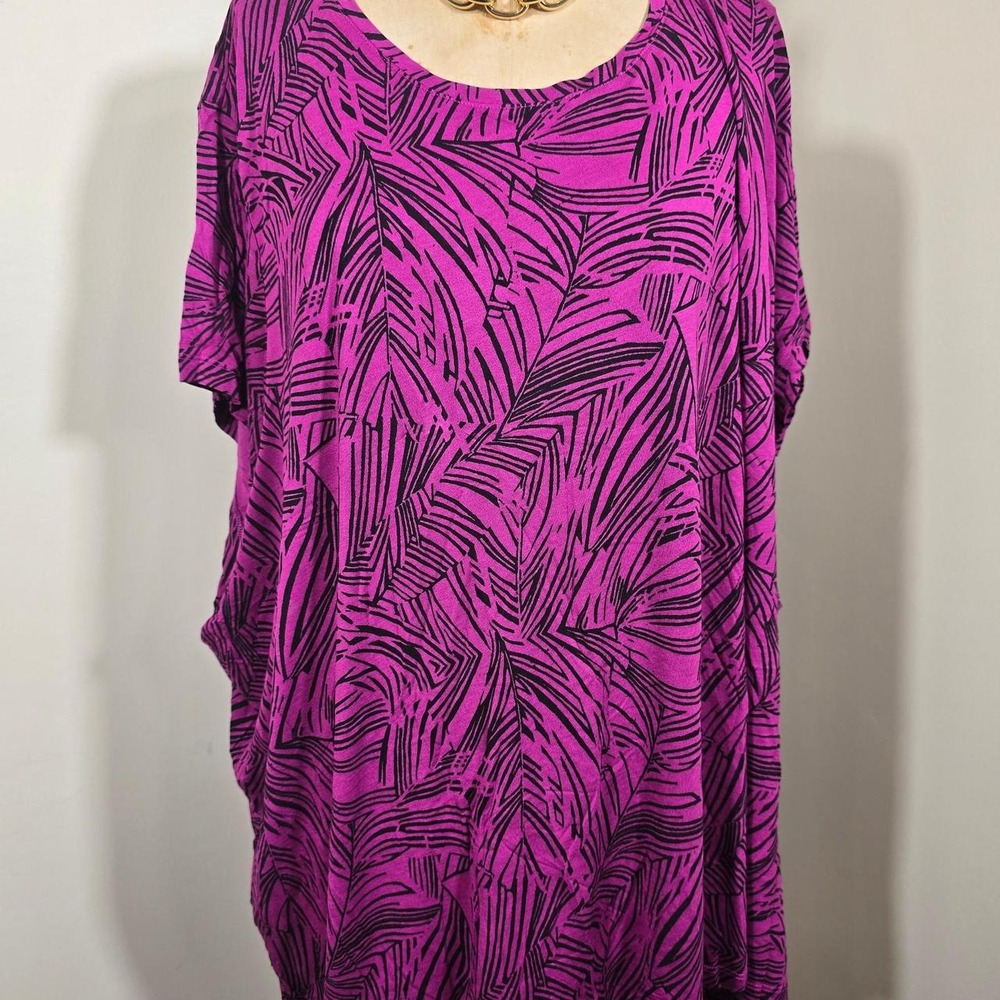 Ellos 5X 38/40 magenta and black abstract print top